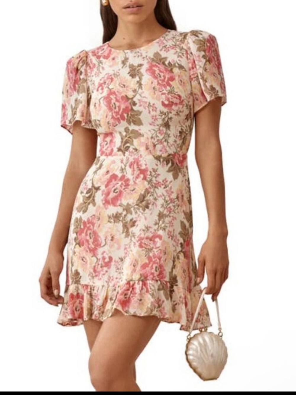 NWT Reformation Beesley Farrah Pink Floral Mini Dress Size 12